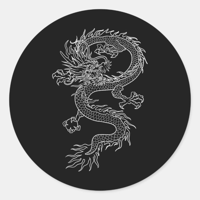 Japan Dragon Tattoo Zeichnend traditionelles japan Runder Aufkleber (Vorderseite)