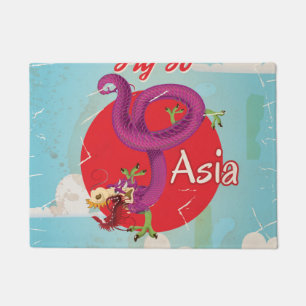 Japan Dragon Vintage Travel Poster Fußmatte