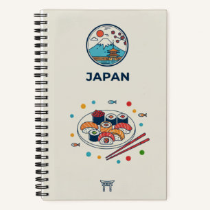 Japan-Erbe & Sushi-Platter-Fotoarchiv Notizbuch