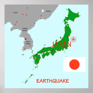 Japan Erdbebenkarte Seismische Aktivität Poster