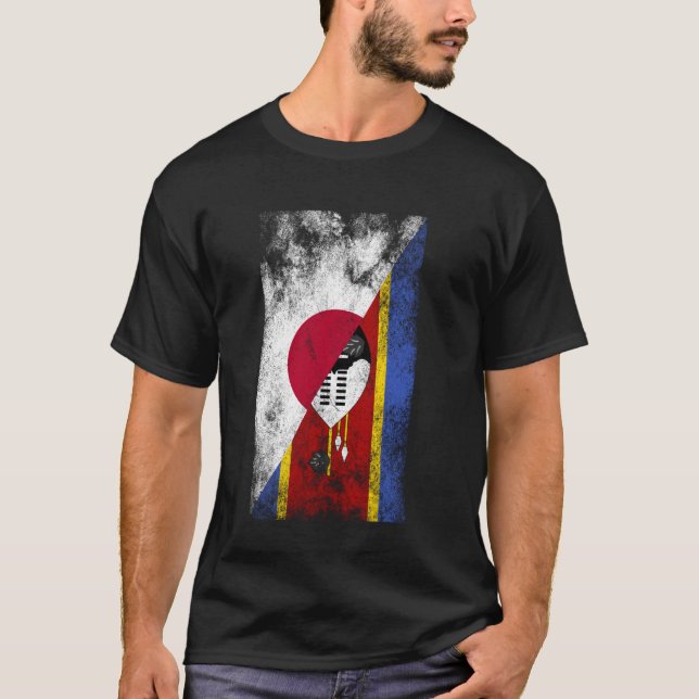 Japan Eswatini Fahnen - Japanisches Swasiland T-Shirt (Vorderseite)