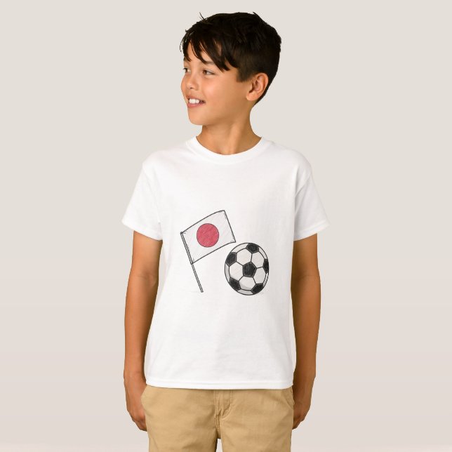 Japan flag and crayon-style soccer ball T-Shirt (Vorne ganz)