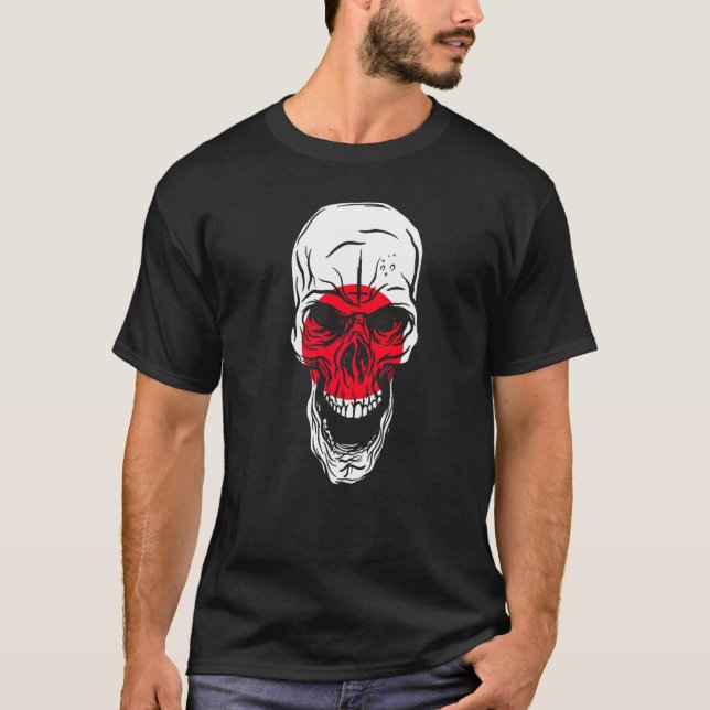 Japan Flag Colours Skull T-Shirt (Vorderseite)