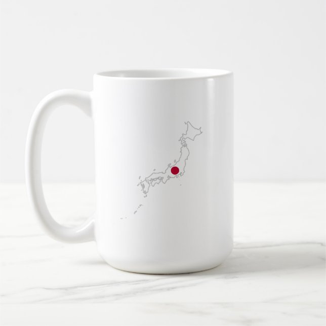 Japan flag on the map kaffeetasse (Links)
