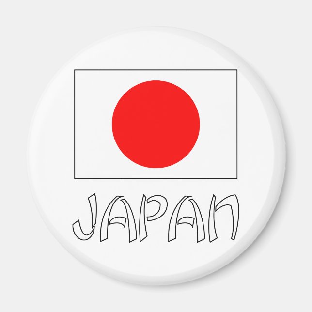 Japan Flag & Word White Magnet (Vorne)