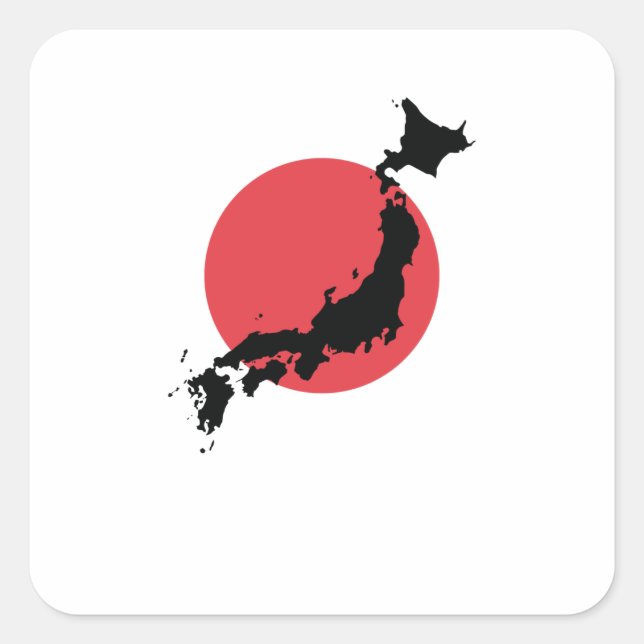 Japan Flagge Kartenumriss Quadratischer Aufkleber (Vorderseite)