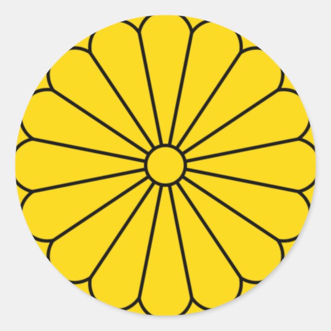 JAPAN-FLAGGE - WAPPEN - KAISERSiegel Runder Aufkleber (Vorderseite)