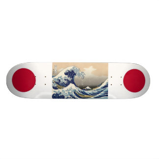 Japan-Flaggen mit Hokusai Welle Skateboard