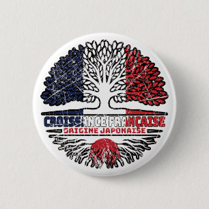 Japan, Französisch-Frankreich, Baumwurzelfahne Button