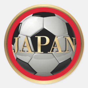 Japan Fußball mit goldenem Rahmen Runder Aufkleber
