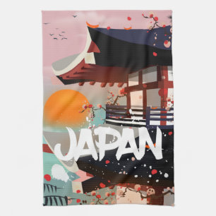 Japan Gebäude Sonnenuntergang Poster Geschirrtuch