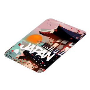 Japan Gebäude untergeht Sonnenbrille Magnet