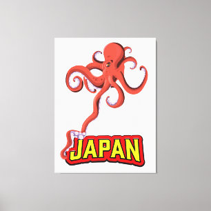 Japan Gigant Tintenfisch Cartoon Leinwanddruck