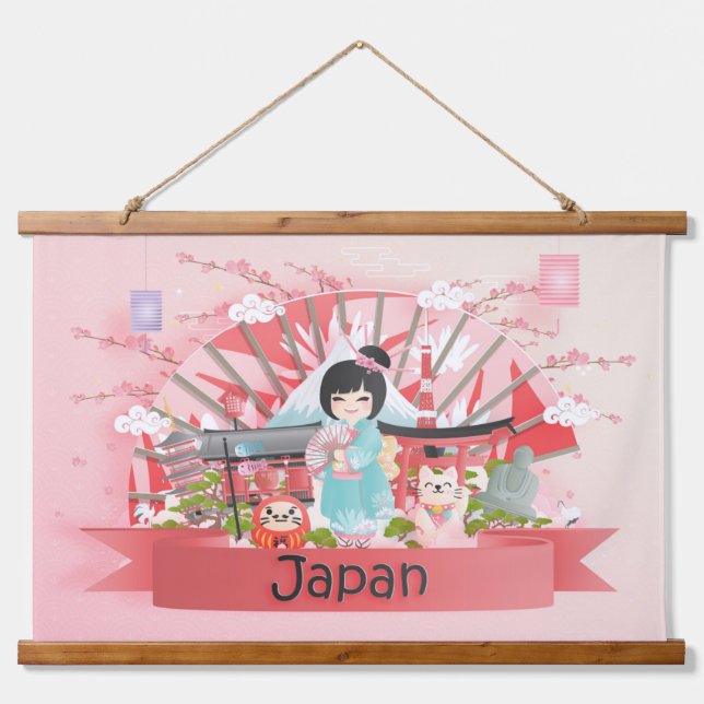 Japan Hangband Wandteppich Mit Holzrahmen (Vorne)