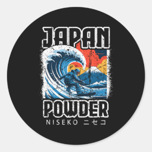 Japan hokusai snowboarden niseko japanische kataka runder aufkleber
