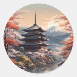 Japan Illustration Art #1 Runder Aufkleber