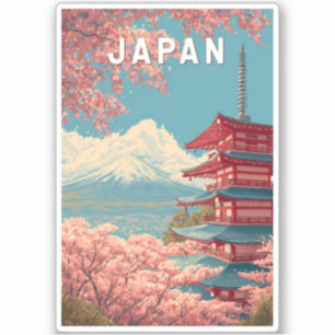 Japan Illustration Reise Kunst Vintage Aufkleber