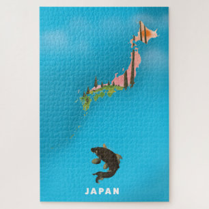 Japan illustrierte Landkarte Reiseplakat Druck.
