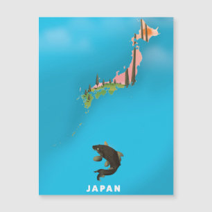 Japan illustrierte Reisekartenposter drucken. Magnetkarte