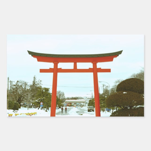 Japan im Winter-Aufkleber Rechteckiger Aufkleber (Vorderseite)