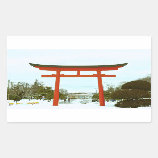 Japan im Winter-Aufkleber Rechteckiger Aufkleber