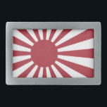 Japan Imperial steigende Sonnenflagge, Edo to W2 Rechteckige Gürtelschnalle<br><div class="desc">Die "Rising Sun Flag" ist eine japanische Flagge (???, Kyokujitsu-ki), die aus einer roten Scheibe und sechzehn roten Strahlen besteht, die von der Scheibe ausgehen. Wie die japanische Nationalflagge symbolisiert die aufstrebende Sonnenflagge die Sonne. Die Fahne wurde ursprünglich von feudalen Kriegsherren in Japan während der Edo-Periode verwendet. Es wurde bis...</div>