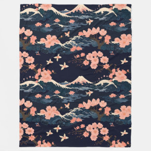 Japan-Inspirierte Sakura-Kirschblüte  Fleecedecke