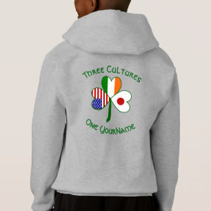 Japan Irland USA Kleeblatt Flagge Personalisiert Hoodie
