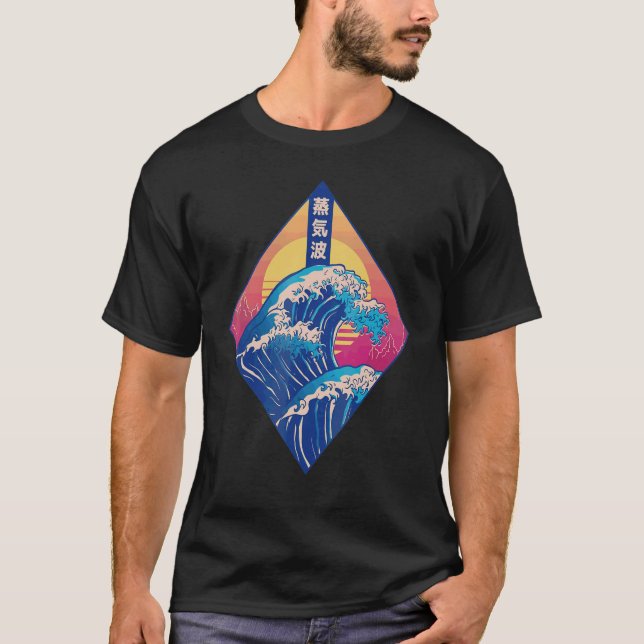 Japan Japanese Vaporwave Great Wave Of Kanagawa T-Shirt (Vorderseite)
