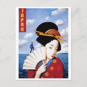 Japan, Japanisch Geisha und Offizier Postkarte