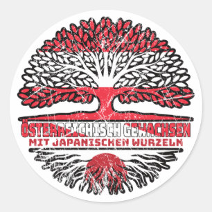 Japan Japanisch Österreichisch Österreich Baum Runder Aufkleber