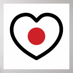 Japan Japanische Flagge Herz Poster