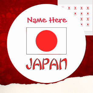 Japan Japanische Flagge Rot Personalisierung Runder Aufkleber