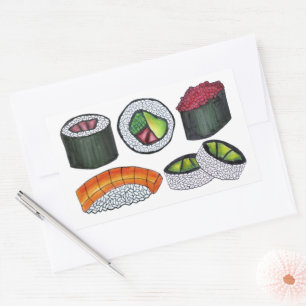 Japan japanische Küche Sushi Maki Rolls Restaurant Rechteckiger Aufkleber