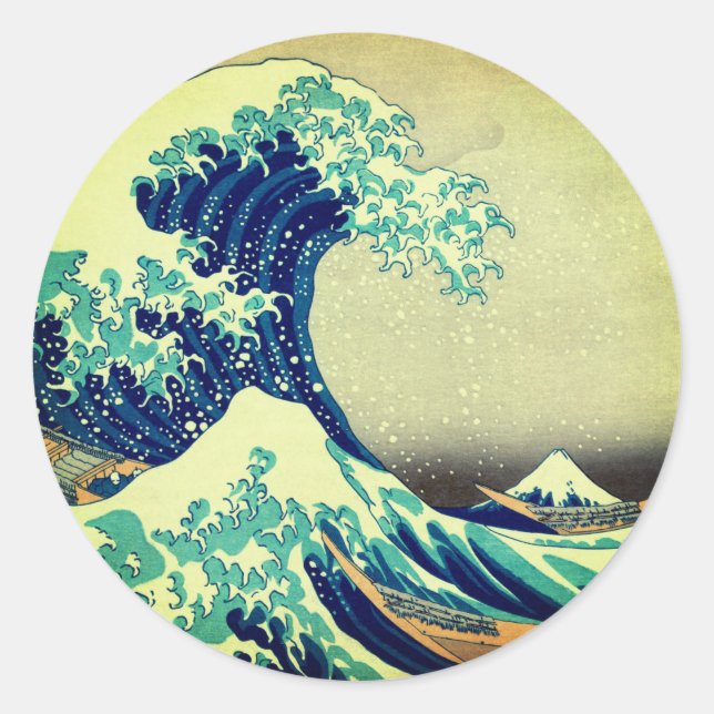 Japan - Japanische Kunst (Große Welle vor Kanagawa Runder Aufkleber (Vorderseite)