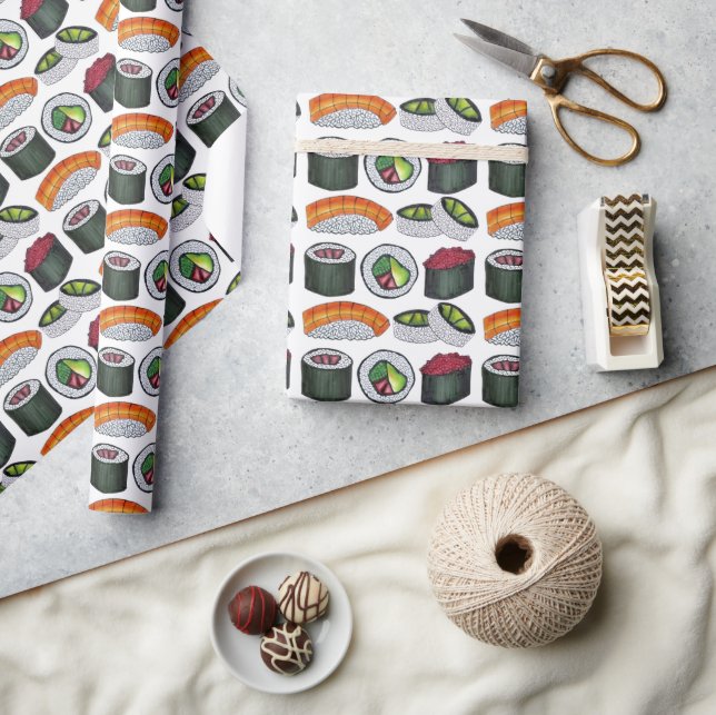 Japan japanische Lebensmittel Sushi Rolls Maki Nig Geschenkpapier (Kunsthandwerk)