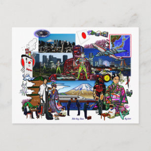 Japan Japanisches Archipel Collage Postkarte