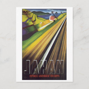 Japan, japanisches Eisenbahnplakat 2 Postkarte