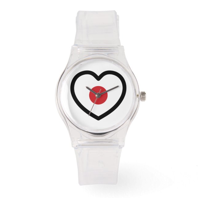 Japan | Japanisches Flaggenherz Armbanduhr (Vorderseite)