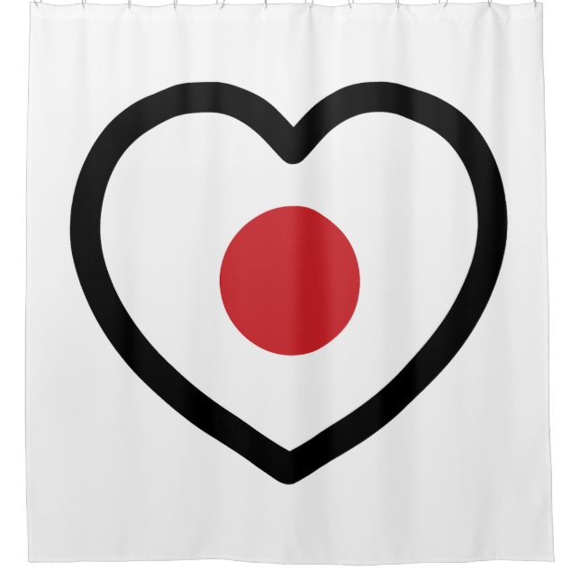 Japan | Japanisches Flaggenherz Duschvorhang (Vorderseite)