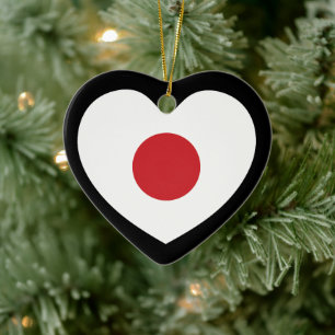 Japan   Japanisches Flaggenherz Keramik Ornament