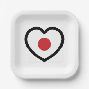 Japan Japanisches Flaggenherz Pappteller
