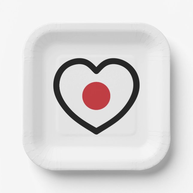 Japan | Japanisches Flaggenherz Pappteller (Vorderseite)