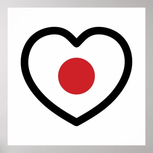 Japan | Japanisches Flaggenherz Poster (Vorne)