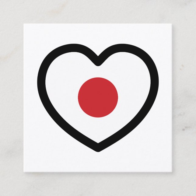 Japan | Japanisches Flaggenherz Quadratische Visitenkarte (Vorderseite)