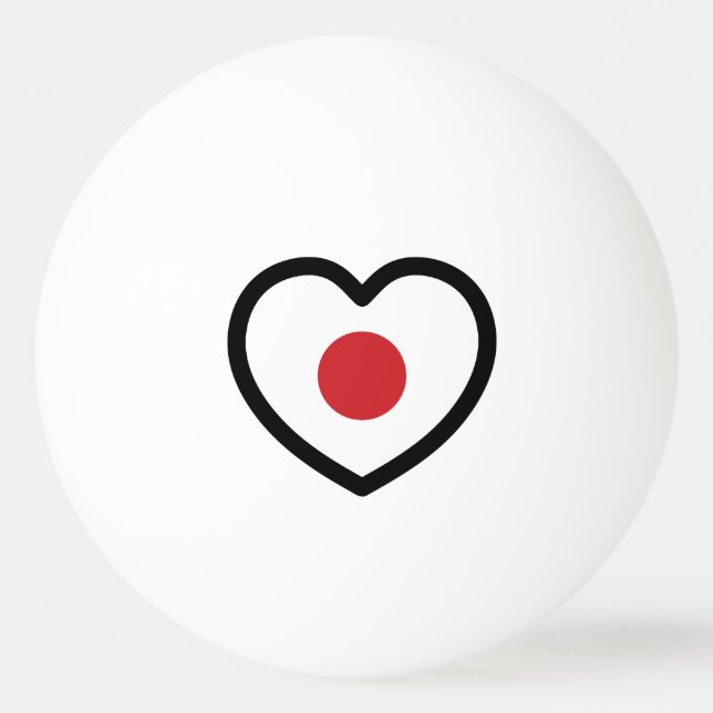 Japan | Japanisches Flaggenherz Tischtennisball (Vorderseite)
