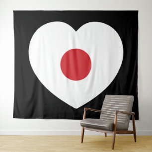 Japan   Japanisches Flaggenherz Wandteppich