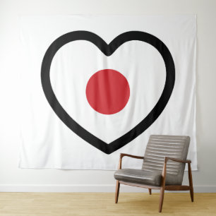 Japan   Japanisches Flaggenherz Wandteppich