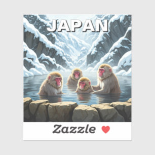 Japan Jigokudani Monkey Park Snow Affen Aufkleber