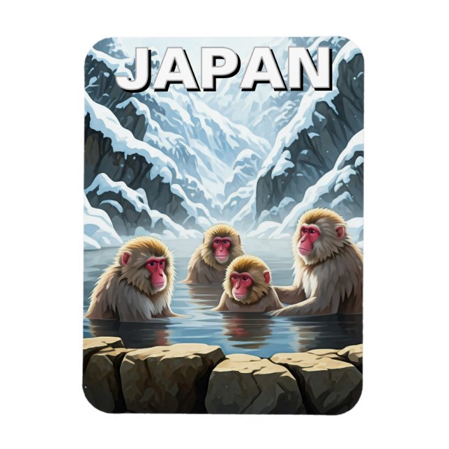 Japan Jigokudani Monkey Park Snow Affen Magnet (Vertikal)